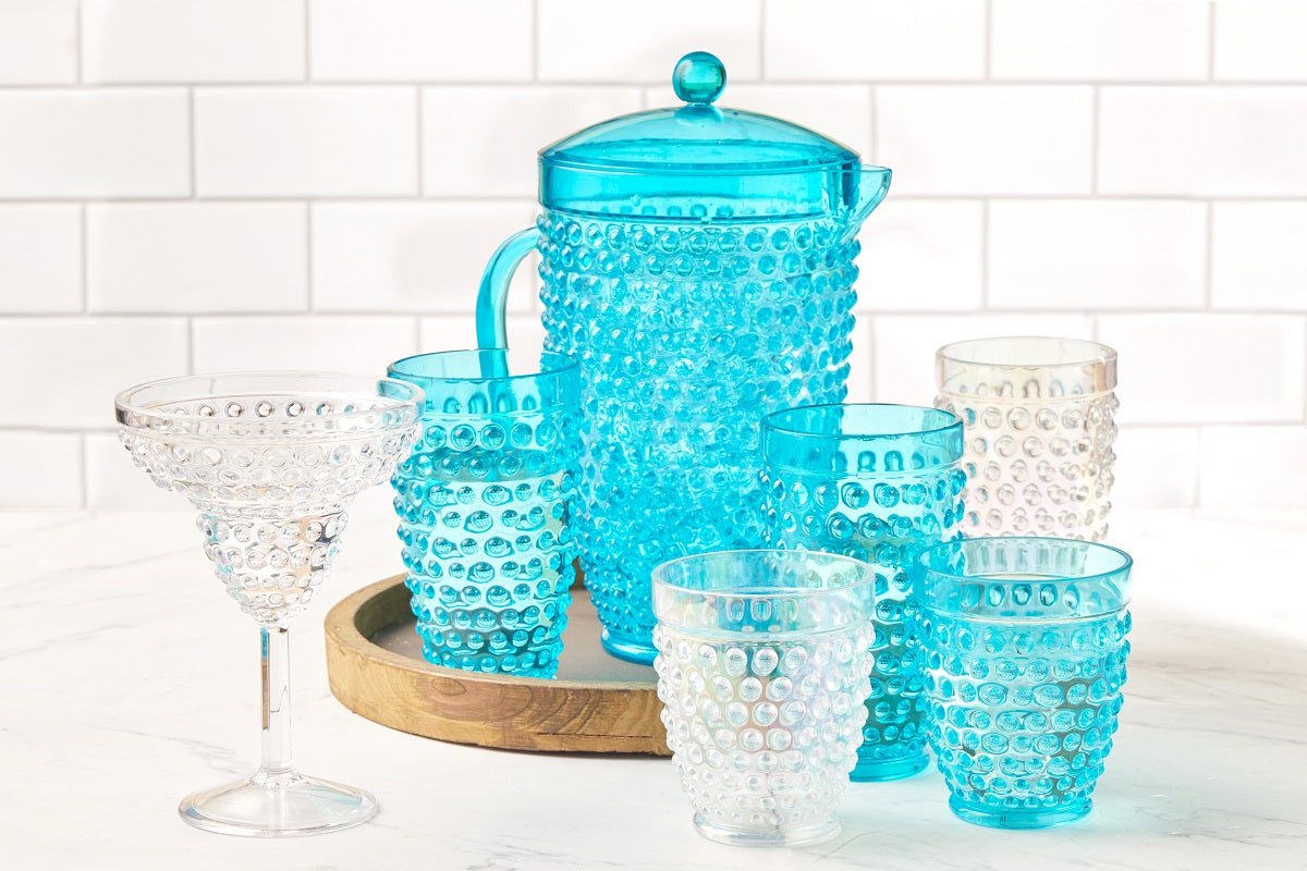 Pier 1 Emma Clear Acrylic 13 oz Drinking Glasses, Set of 4 – Blue